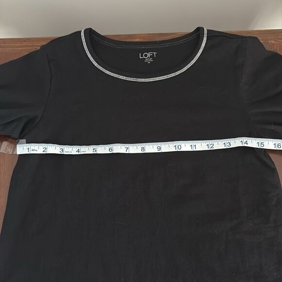 LOFT Outlet Short Puff Sleeve Black Cotton Top Size XS - Picture 8 of 9